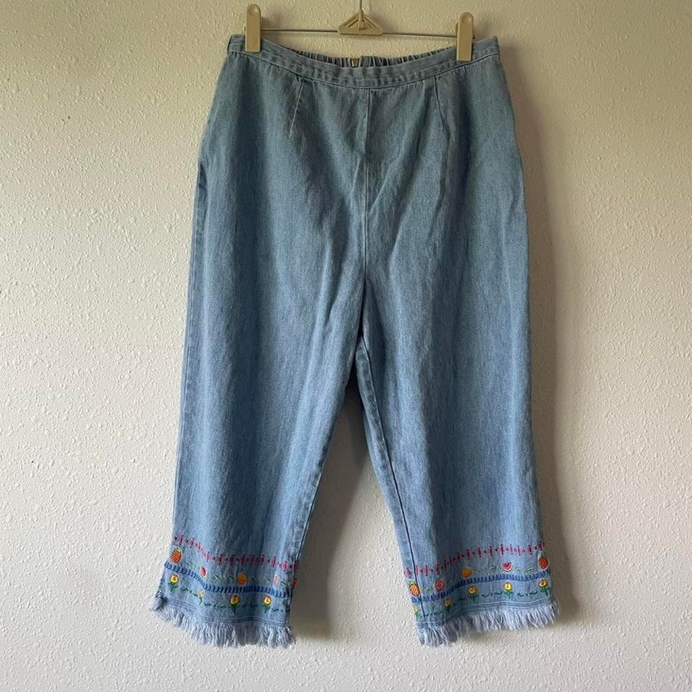 Vintage 90s Denim Embroidered Vest and Pants Set - Picture 6 of 7
